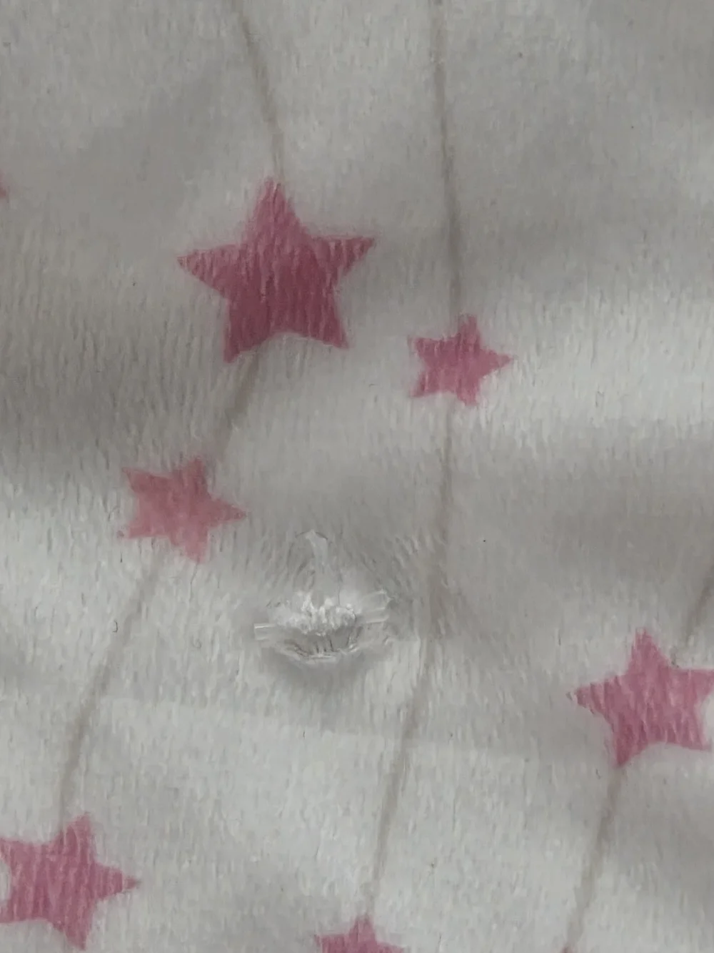 Vintage Microfiber Baby Blanket – Soft White with Pink & Gold Iridescent Stars
